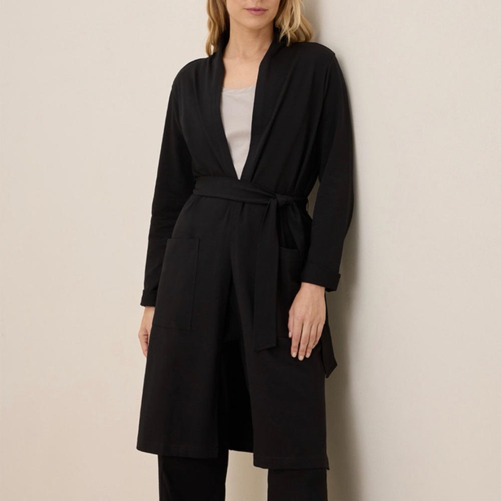 NWOT Pact Organic Cool Stretch Lounge Duster Black L
